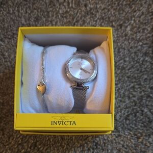 Invicta Silver Watch with Heart Bracelet